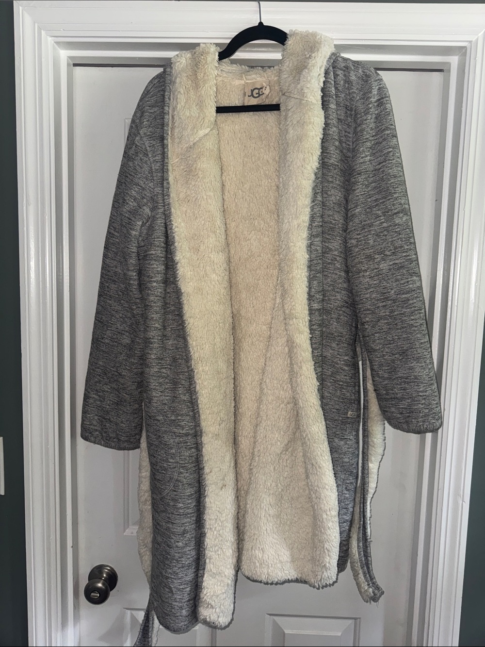 UGG Cream Shearling-Lined Coat/Robe with Branded Tag